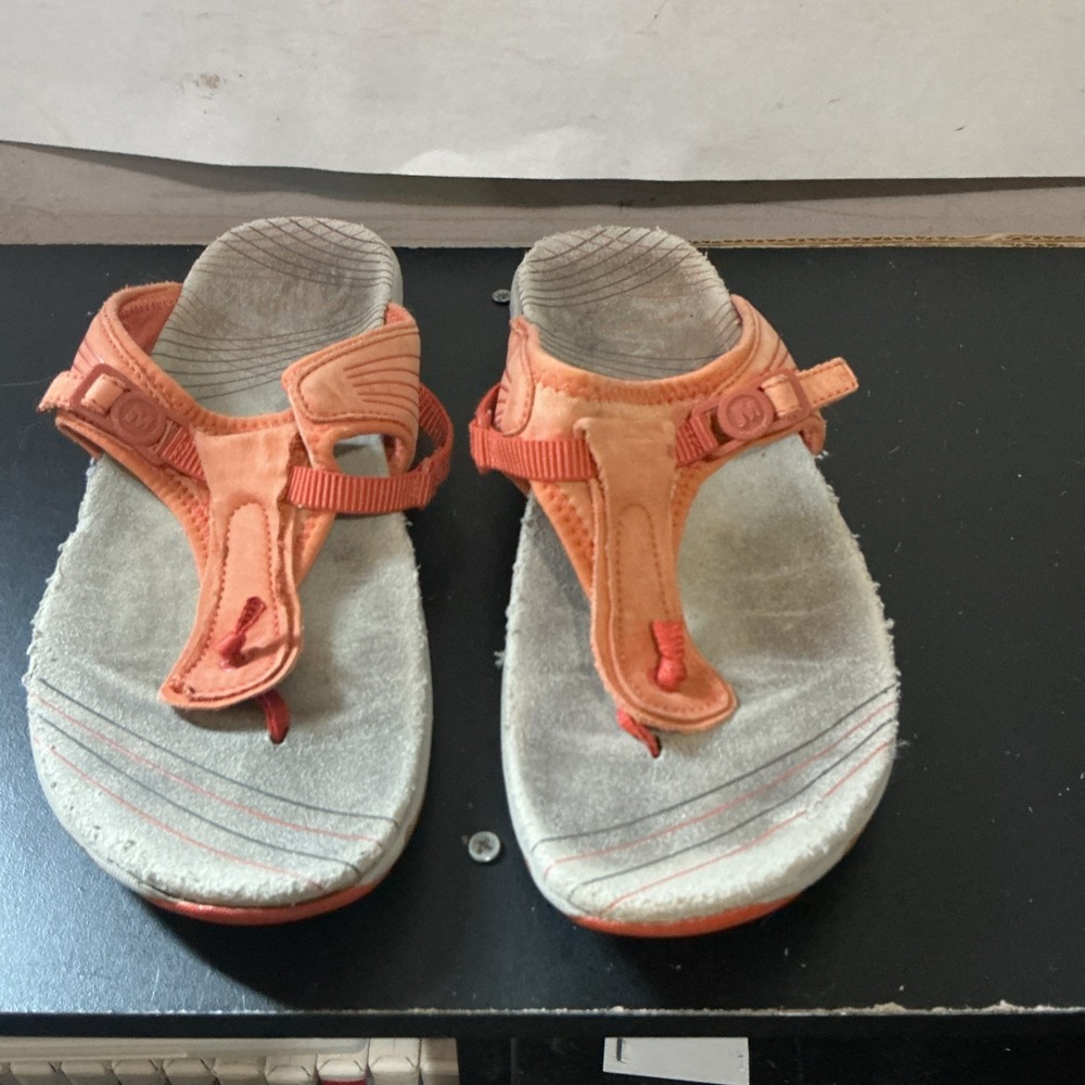 Merrell Pansy Copper Glaze Leather Comfort Slip On Sandals Womens Size 8